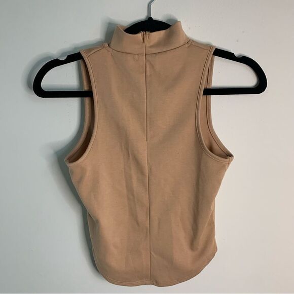 Revamped Tan Choker Keyhole Crop Top Size Medium - Picture 2 of 5